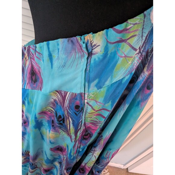 Deb Vtg 90s Y2K Dress Womens 24 Strapless Embellished High-lo Blue Peacock Maxi - Picture 9 of 16